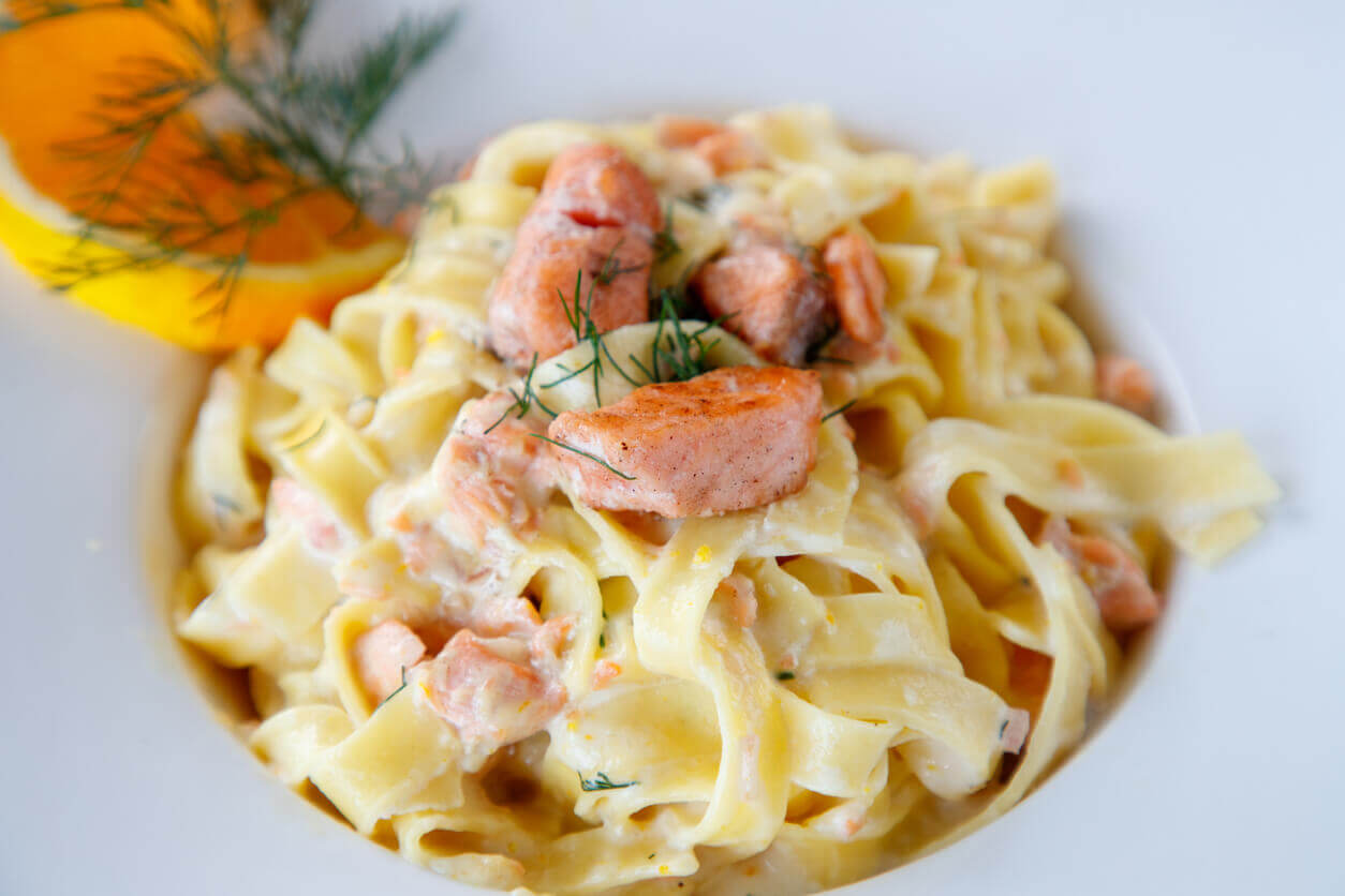 Smoked trout and linguine